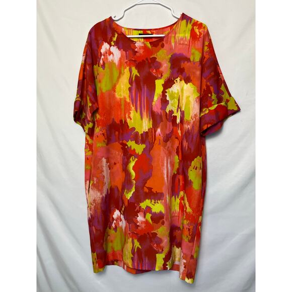 Natori Women’s Medium Pink/Yellow Lounge Dress Casual Relaxed Fit Sleepwear - Picture 1 of 10